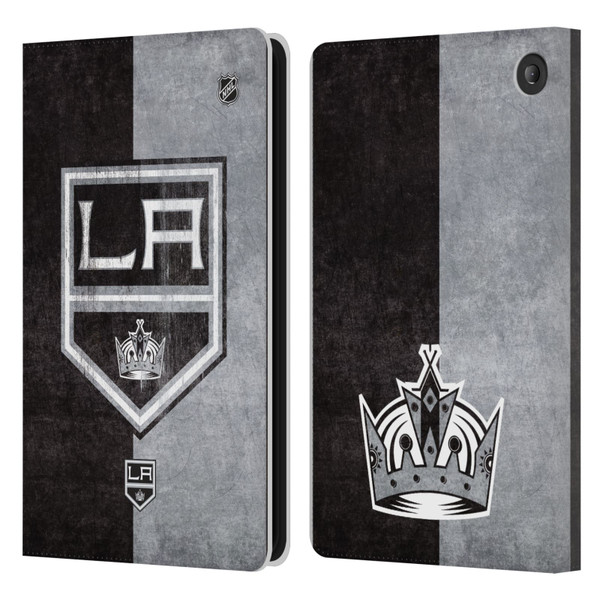 NHL Los Angeles Kings Half Distressed Leather Book Wallet Case Cover For Amazon Fire 7 2022