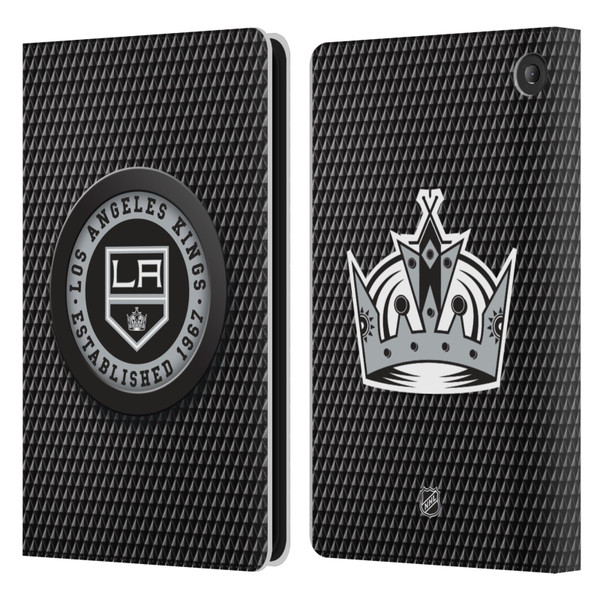 NHL Los Angeles Kings Puck Texture Leather Book Wallet Case Cover For Amazon Fire 7 2022