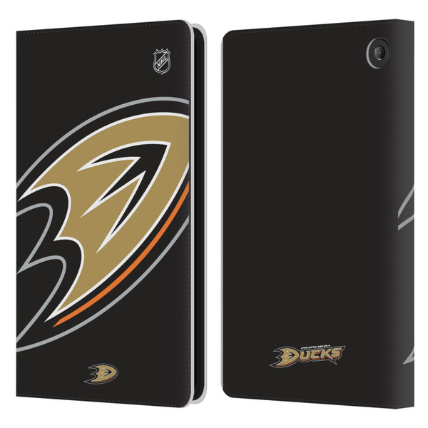 NHL Anaheim Ducks Oversized Leather Book Wallet Case Cover For Amazon Fire 7 2022