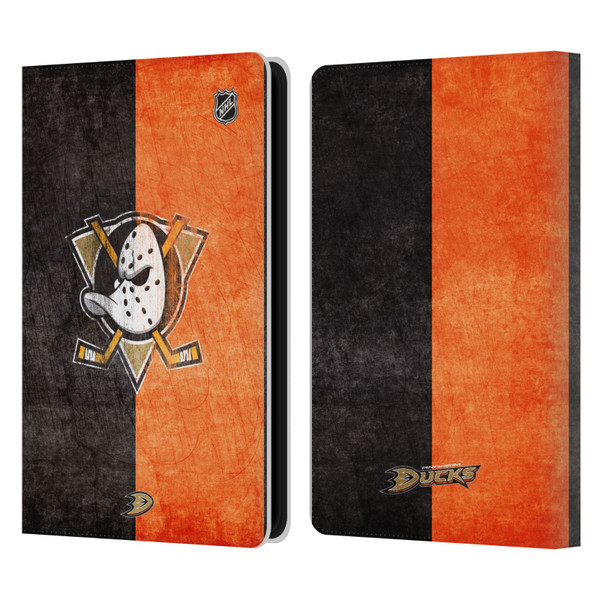 NHL Anaheim Ducks Half Distressed Leather Book Wallet Case Cover For Amazon Kindle Paperwhite 5 (2021)