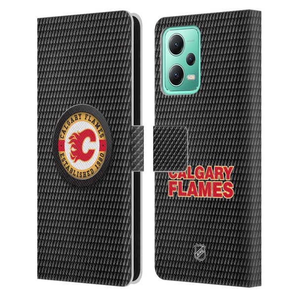 NHL Calgary Flames Puck Texture Leather Book Wallet Case Cover For Xiaomi Redmi Note 12 5G