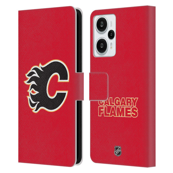 NHL Calgary Flames Plain Leather Book Wallet Case Cover For Xiaomi Redmi Note 12T