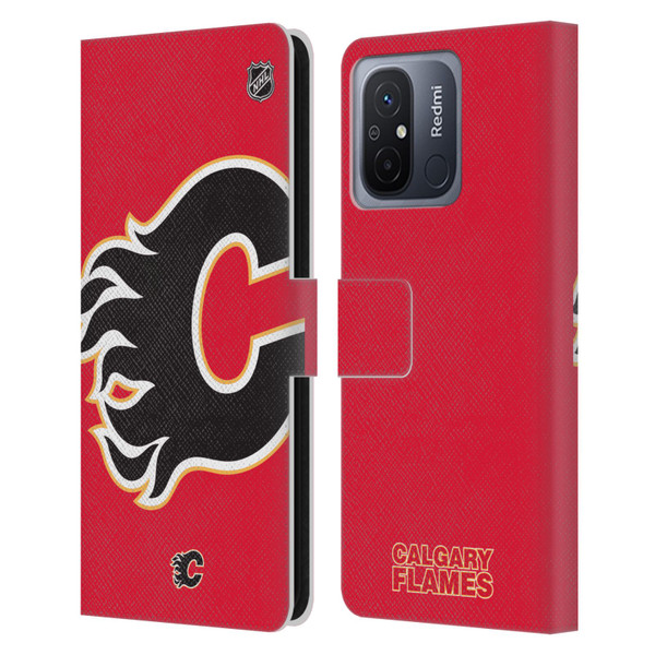 NHL Calgary Flames Oversized Leather Book Wallet Case Cover For Xiaomi Redmi 12C