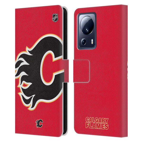 NHL Calgary Flames Oversized Leather Book Wallet Case Cover For Xiaomi 13 Lite 5G