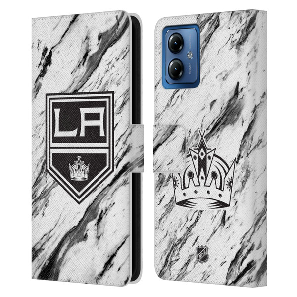 NHL Los Angeles Kings Marble Leather Book Wallet Case Cover For Motorola Moto G14