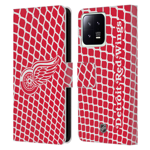 NHL Detroit Red Wings Net Pattern Leather Book Wallet Case Cover For Xiaomi 13 5G