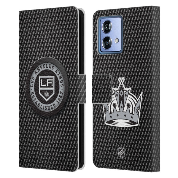 NHL Los Angeles Kings Puck Texture Leather Book Wallet Case Cover For Motorola Moto G84 5G