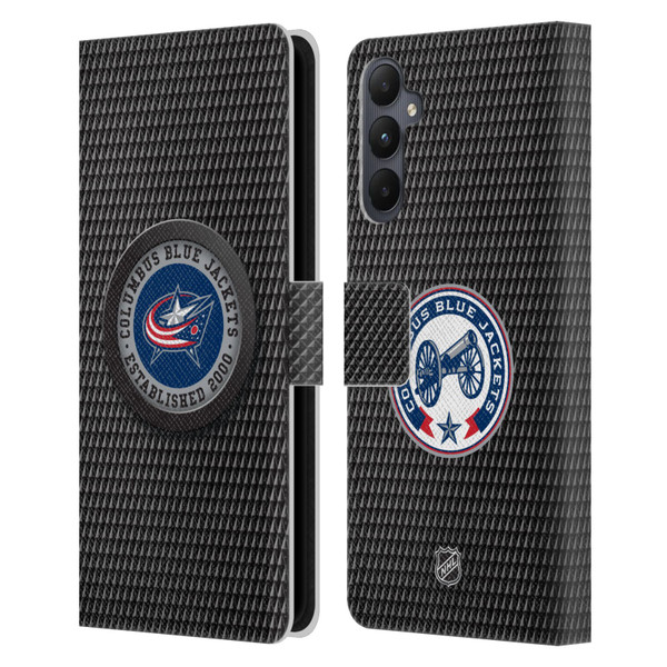 NHL Columbus Blue Jackets Puck Texture Leather Book Wallet Case Cover For Samsung Galaxy A05s