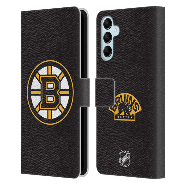 NHL Boston Bruins Plain Leather Book Wallet Case Cover For Samsung Galaxy M14 5G