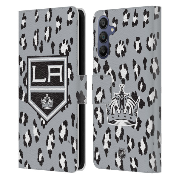 NHL Los Angeles Kings Leopard Patten Leather Book Wallet Case Cover For Samsung Galaxy A15 NHL Los Angeles Kings Leopard Patten Leather Book Wallet Case Cover For Samsung Galaxy A15