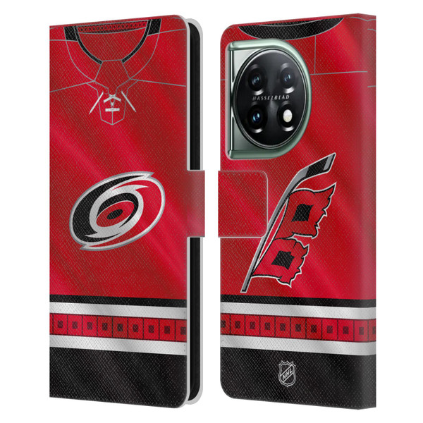 NHL Carolina Hurricanes Jersey Leather Book Wallet Case Cover For OnePlus 11 5G