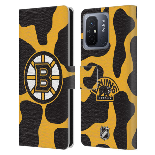 NHL Boston Bruins Cow Pattern Leather Book Wallet Case Cover For Xiaomi Redmi 12C
