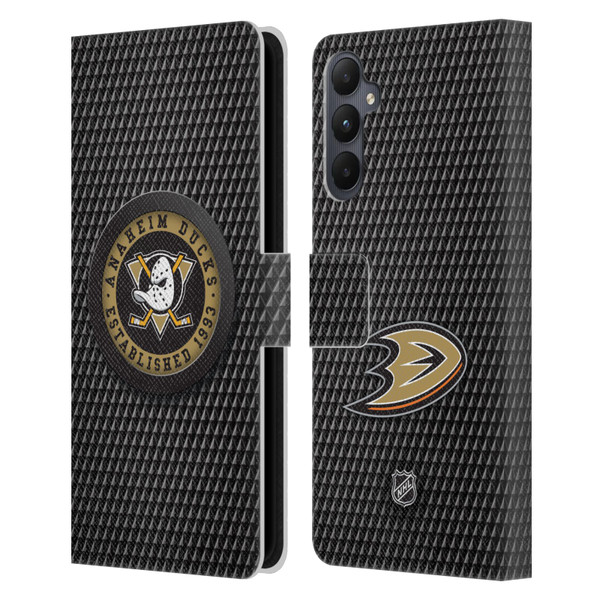 NHL Anaheim Ducks Puck Texture Leather Book Wallet Case Cover For Samsung Galaxy A05s NHL Anaheim Ducks Puck Texture Leather Book Wallet Case Cover For Samsung Galaxy A05s