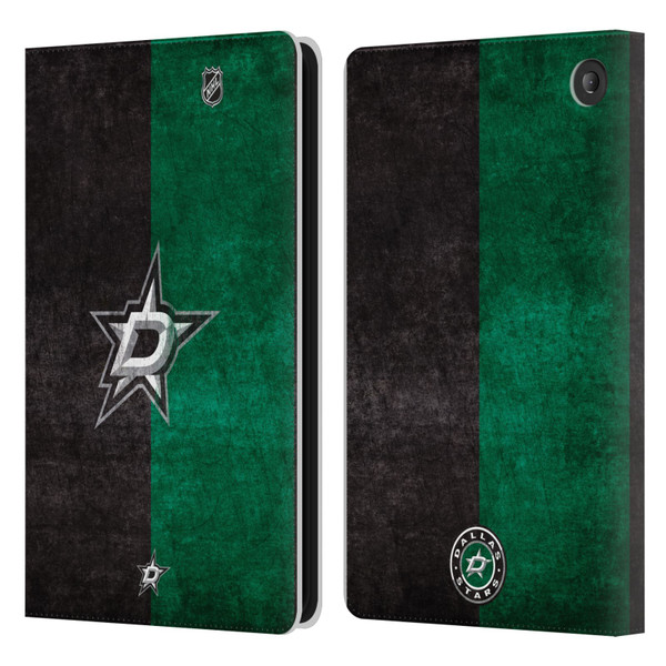 NHL Dallas Stars Half Distressed Leather Book Wallet Case Cover For Amazon Fire 7 2022