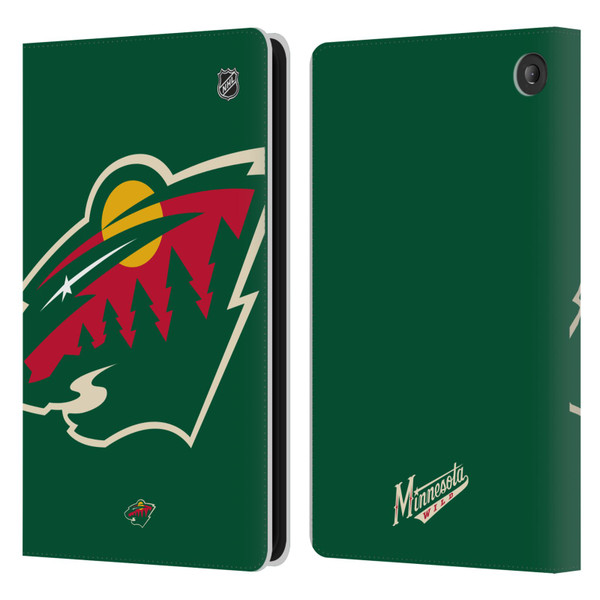 NHL Minnesota Wild Oversized Leather Book Wallet Case Cover For Amazon Fire 7 2022