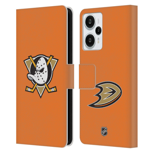 NHL Anaheim Ducks Plain Leather Book Wallet Case Cover For Xiaomi Redmi Note 12T