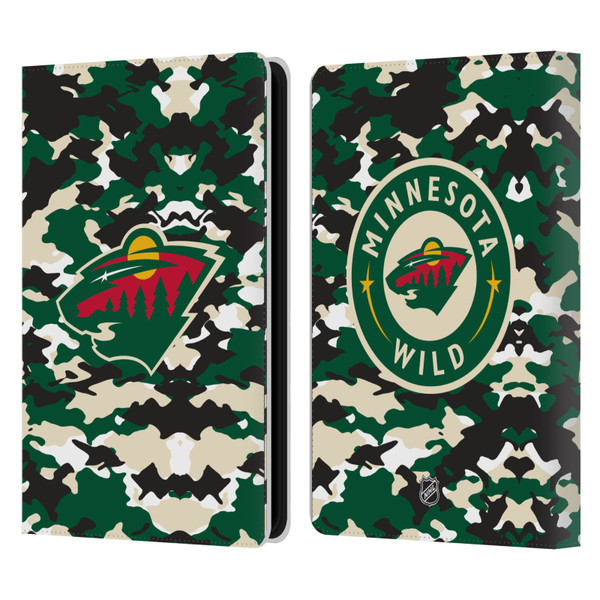 NHL Minnesota Wild Camouflage Leather Book Wallet Case Cover For Amazon Kindle Paperwhite 5 (2021)