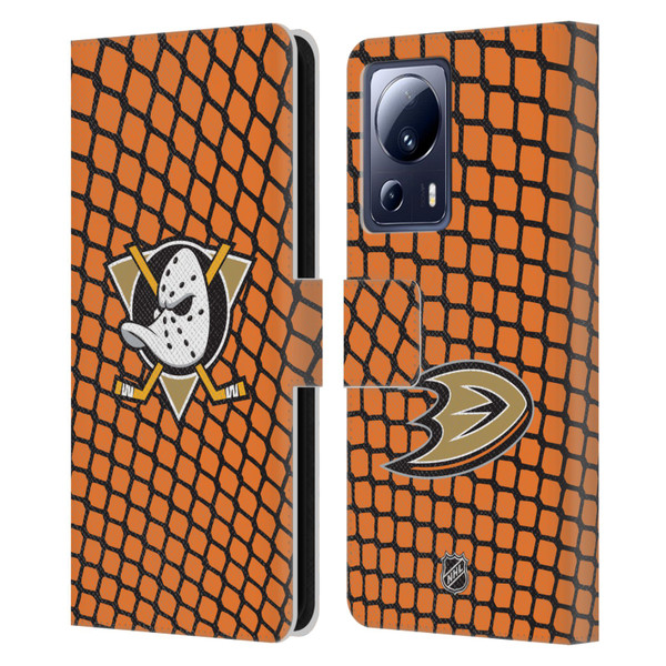NHL Anaheim Ducks Net Pattern Leather Book Wallet Case Cover For Xiaomi 13 Lite 5G