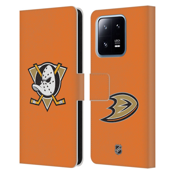 NHL Anaheim Ducks Plain Leather Book Wallet Case Cover For Xiaomi 13 Pro 5G