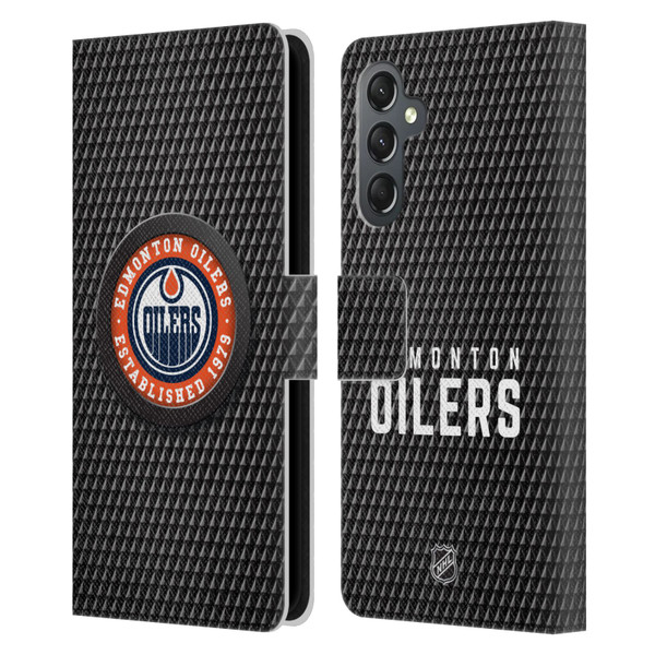 NHL Edmonton Oilers Puck Texture Leather Book Wallet Case Cover For Samsung Galaxy A25 5G