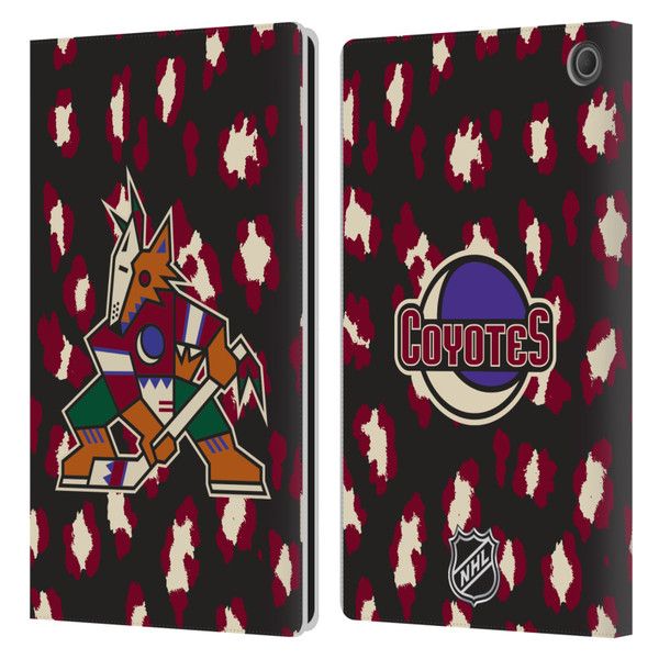 NHL Arizona Coyotes Leopard Patten Leather Book Wallet Case Cover For Amazon Fire Max 11 2023