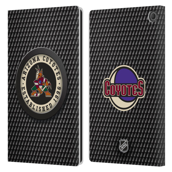 NHL Arizona Coyotes Puck Texture Leather Book Wallet Case Cover For Amazon Fire Max 11 2023