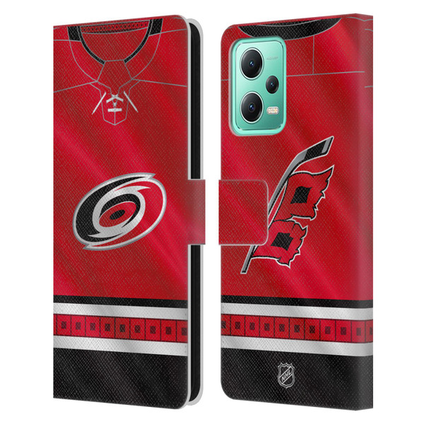 NHL Carolina Hurricanes Jersey Leather Book Wallet Case Cover For Xiaomi Redmi Note 12 5G