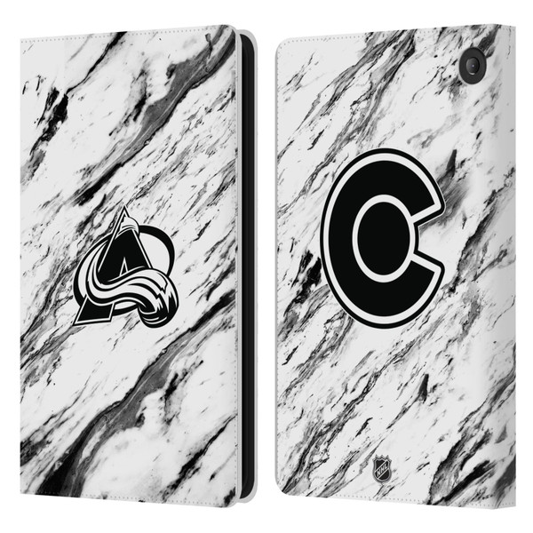 NHL Colorado Avalanche Marble Leather Book Wallet Case Cover For Amazon Fire 7 2022