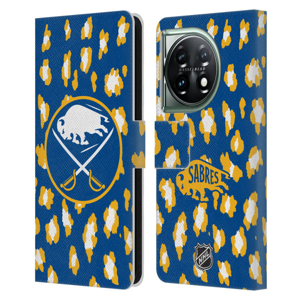NHL Buffalo Sabres Leopard Patten Leather Book Wallet Case Cover For OnePlus 11 5G