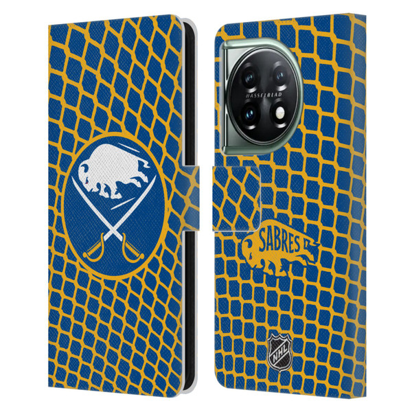 NHL Buffalo Sabres Net Pattern Leather Book Wallet Case Cover For OnePlus 11 5G