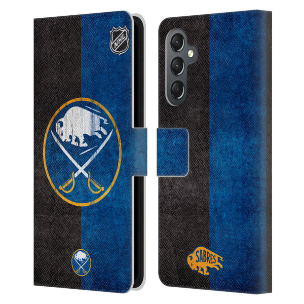 NHL Buffalo Sabres Half Distressed Leather Book Wallet Case Cover For Samsung Galaxy A25 5G