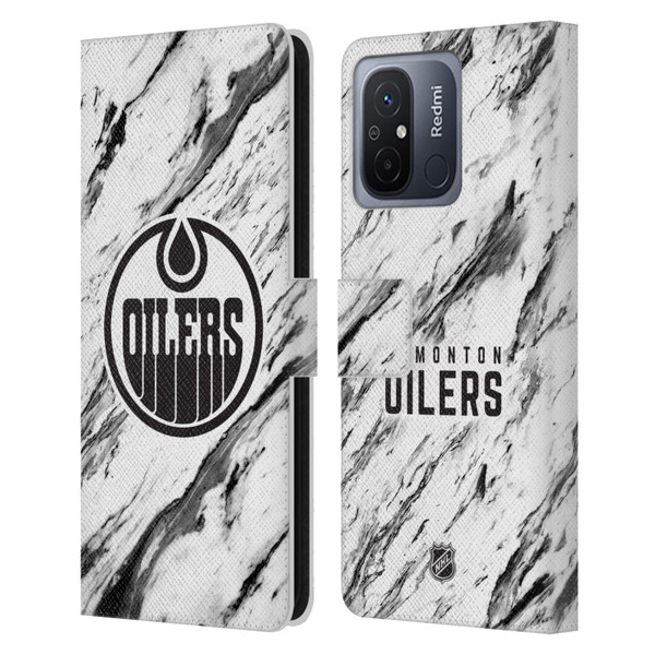 NHL Edmonton Oilers Marble Leather Book Wallet Case Cover For Xiaomi Redmi 12C