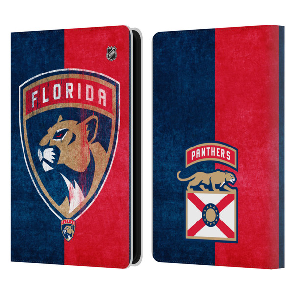 NHL Florida Panthers Half Distressed Leather Book Wallet Case Cover For Amazon Kindle Paperwhite 5 (2021)