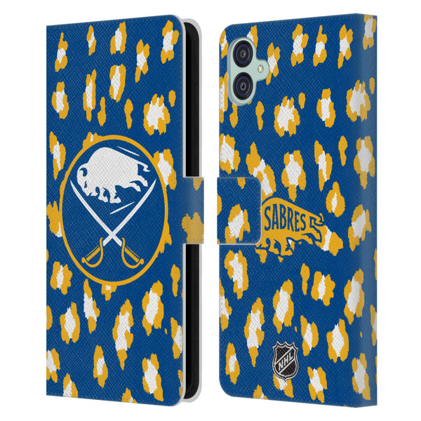 NHL Buffalo Sabres Leopard Patten Leather Book Wallet Case Cover For Samsung Galaxy M04 5G / A04e