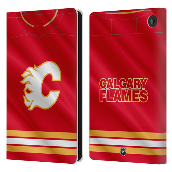 NHL Calgary Flames Jersey Leather Book Wallet Case Cover For Amazon Fire 7 2022