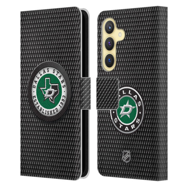 NHL Dallas Stars Puck Texture Leather Book Wallet Case Cover For Samsung Galaxy S24 5G