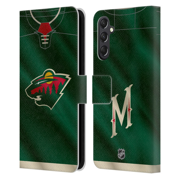 NHL Minnesota Wild Jersey Leather Book Wallet Case Cover For Samsung Galaxy A24 4G / M34 5G