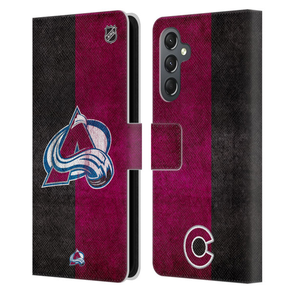 NHL Colorado Avalanche Half Distressed Leather Book Wallet Case Cover For Samsung Galaxy A25 5G