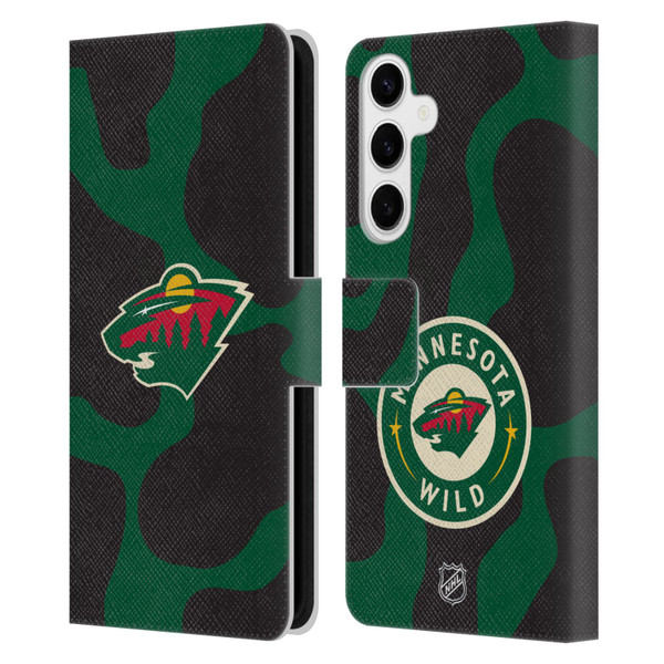 NHL Minnesota Wild Cow Pattern Leather Book Wallet Case Cover For Samsung Galaxy S24+ 5G