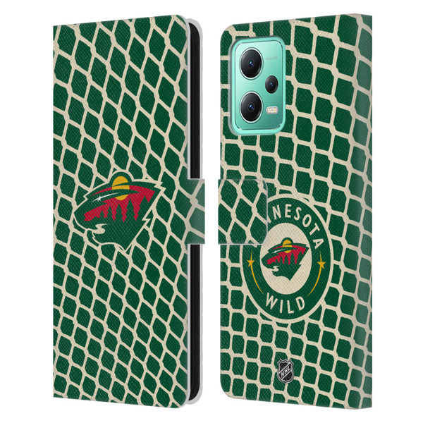 NHL Minnesota Wild Net Pattern Leather Book Wallet Case Cover For Xiaomi Redmi Note 12 5G