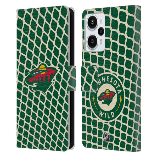 NHL Minnesota Wild Net Pattern Leather Book Wallet Case Cover For Xiaomi Redmi Note 12T