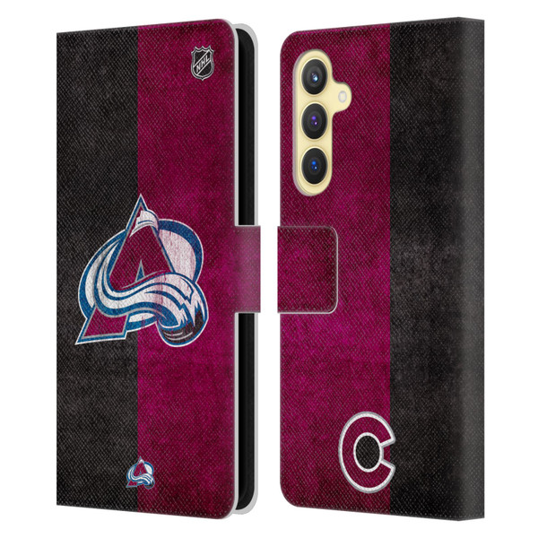 NHL Colorado Avalanche Half Distressed Leather Book Wallet Case Cover For Samsung Galaxy S23 FE 5G