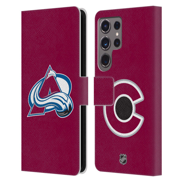 NHL Colorado Avalanche Plain Leather Book Wallet Case Cover For Samsung Galaxy S24 Ultra 5G