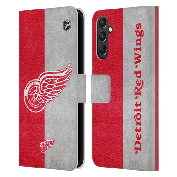 NHL Detroit Red Wings Half Distressed Leather Book Wallet Case Cover For Samsung Galaxy A24 4G / M34 5G