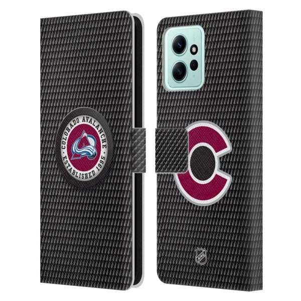 NHL Colorado Avalanche Puck Texture Leather Book Wallet Case Cover For Xiaomi Redmi 12
