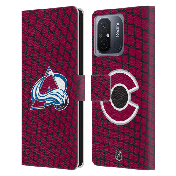 NHL Colorado Avalanche Net Pattern Leather Book Wallet Case Cover For Xiaomi Redmi 12C