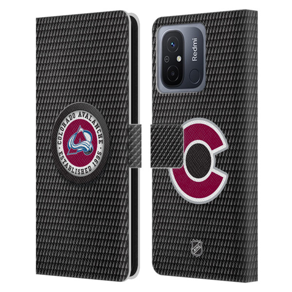 NHL Colorado Avalanche Puck Texture Leather Book Wallet Case Cover For Xiaomi Redmi 12C