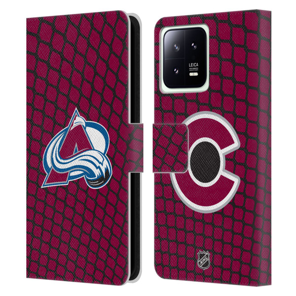 NHL Colorado Avalanche Net Pattern Leather Book Wallet Case Cover For Xiaomi 13 5G