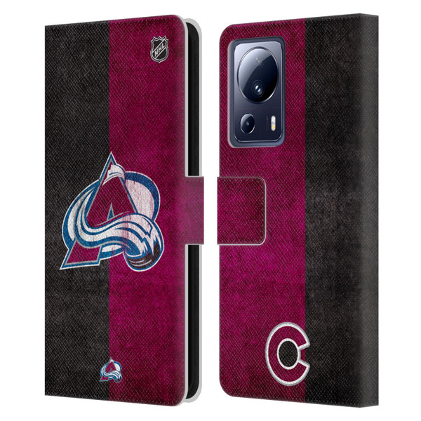 NHL Colorado Avalanche Half Distressed Leather Book Wallet Case Cover For Xiaomi 13 Lite 5G