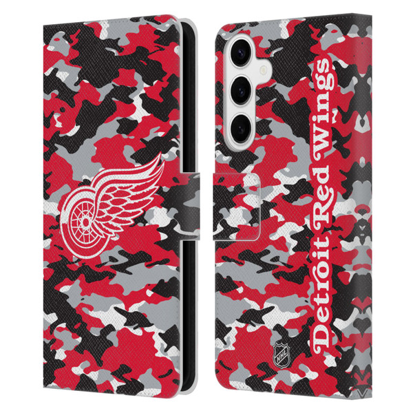 NHL Detroit Red Wings Camouflage Leather Book Wallet Case Cover For Samsung Galaxy S24+ 5G